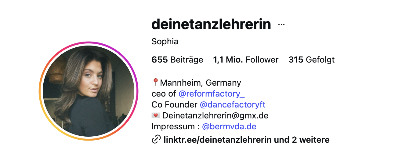 Instagram-Profil deinetanzlehrerin